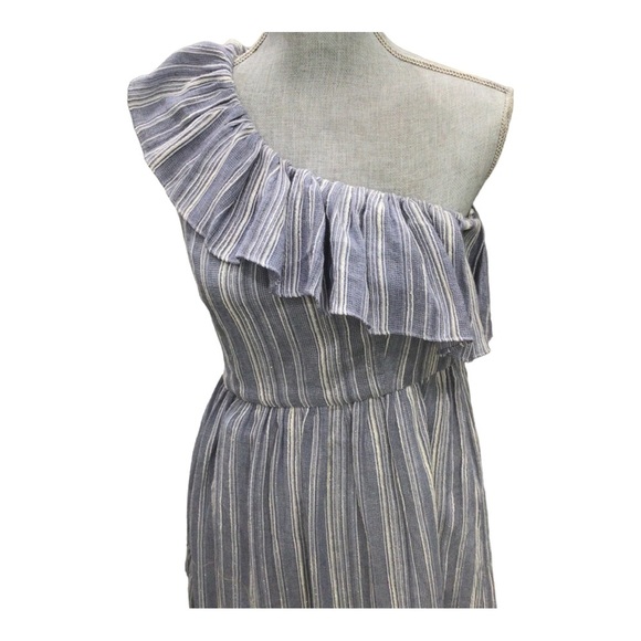 LoveShackFancy Pamela Dress Asymmetrical One Shoulder Blue Medium - Picture 6 of 13